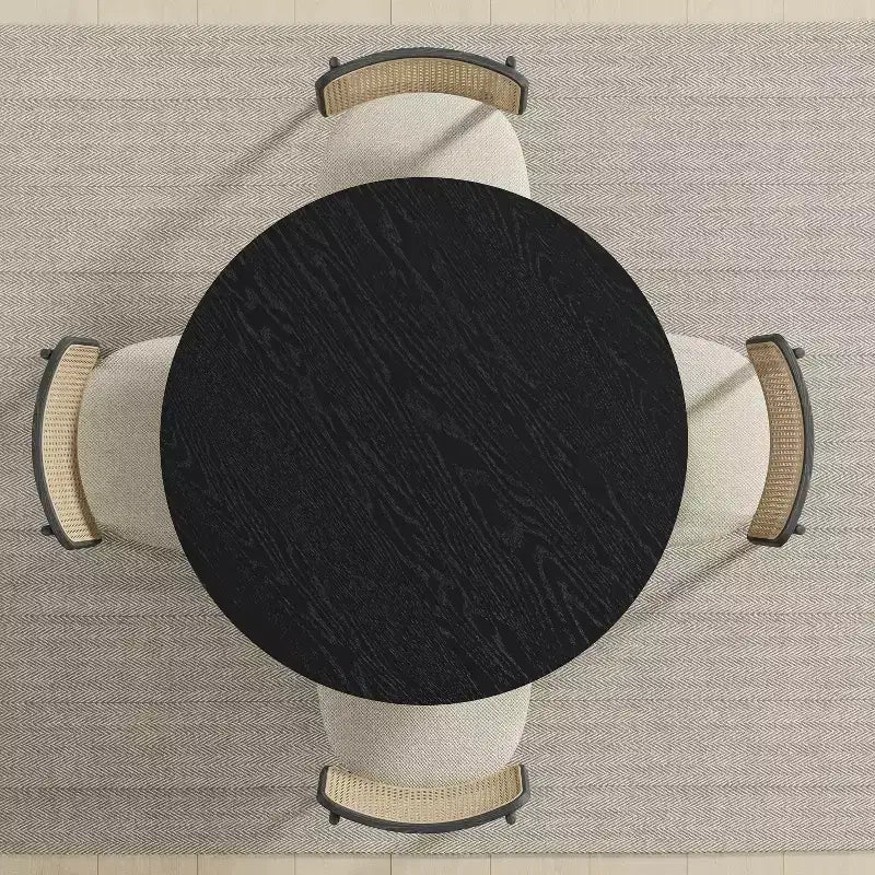PexFix 42 Black Solid Wood Farmhouse Dining Table Round Wood Top for Modern Dining Rooms & Family Gatherings