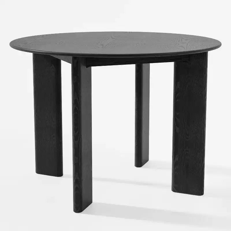 PexFix 42 Black Solid Wood Farmhouse Dining Table Round Wood Top for Modern Dining Rooms & Family Gatherings