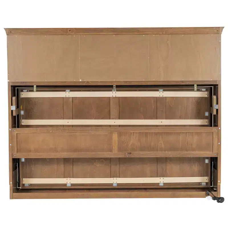 Whisen Wood Twin Size Murphy Bed with Charging Station and a Drawer