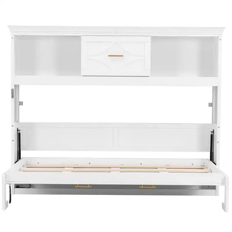 Whisen Wood Twin Size Murphy Bed with Charging Station and a Drawer