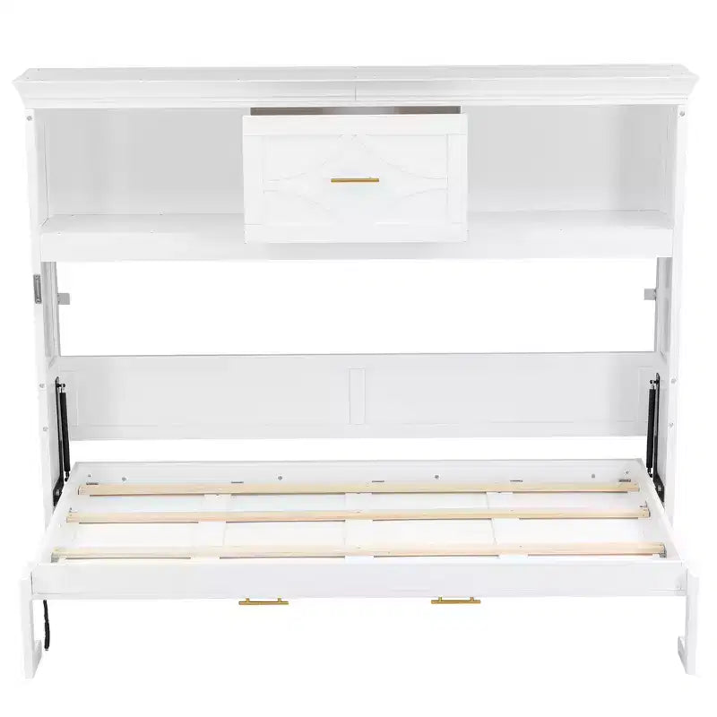 Whisen Wood Twin Size Murphy Bed with Charging Station and a Drawer