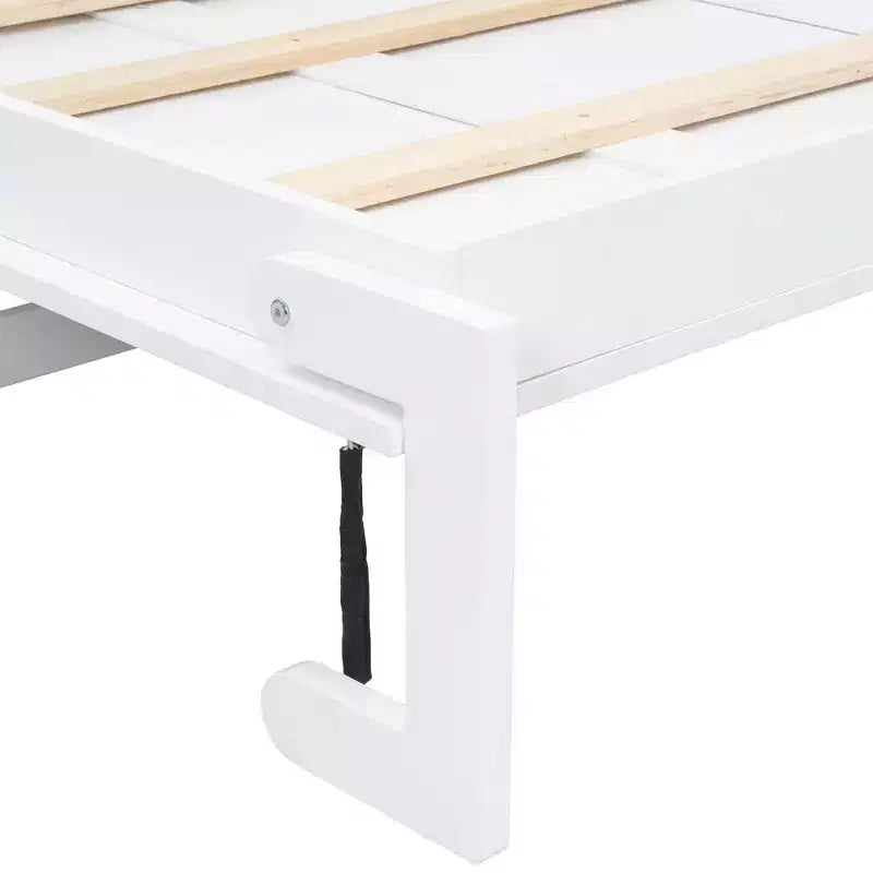 Whisen Wood Twin Size Murphy Bed with Charging Station and a Drawer
