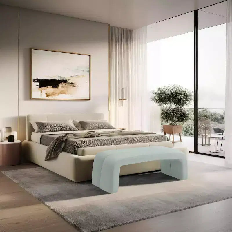 Meridian Furniture,Arc Mint Vegan Leather Bench