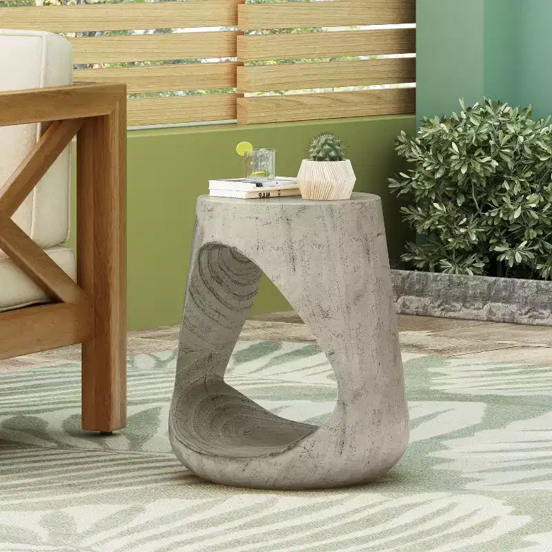 MAYEERTY Hollow Console Table Wood Like Texture Gray Color for Living Room