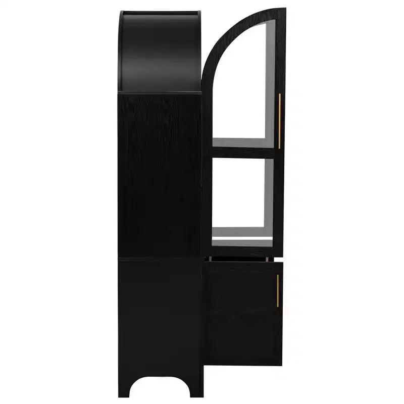 Okak 71 Wood Arched Kitchen Pantry Cabinet with 2 Drawers, Kitchen Storage Cabinets with Glass Door, Tall Cupboard for Kitchen/Dining Room