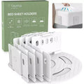 Faunna Bed Lock Sheet Holders, Upgrade Straps Keep Sheets Firm & Tight, Fitted Sheet Clips for Corners, Easy One-Time Installation, White