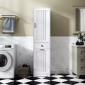 CLIHOME Bathroom Storage Cabinet Laundry Cabinet with 1 Storage Cabinet and 1 Drawer, White