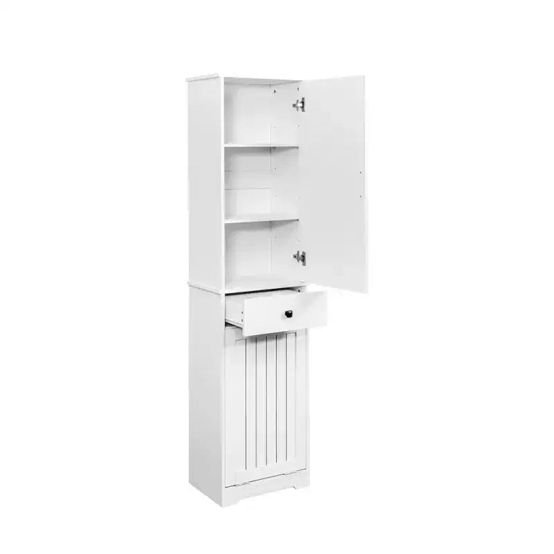 CLIHOME Bathroom Storage Cabinet Laundry Cabinet with 1 Storage Cabinet and 1 Drawer, White