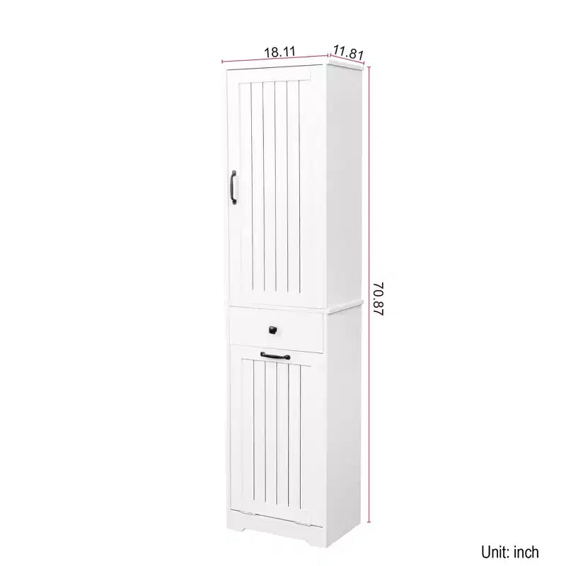 CLIHOME Bathroom Storage Cabinet Laundry Cabinet with 1 Storage Cabinet and 1 Drawer, White