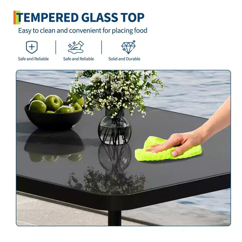 GustoWave 59 Tempered Glass Patio Dining Table