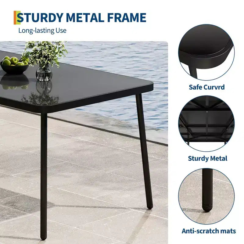 GustoWave 59 Tempered Glass Patio Dining Table