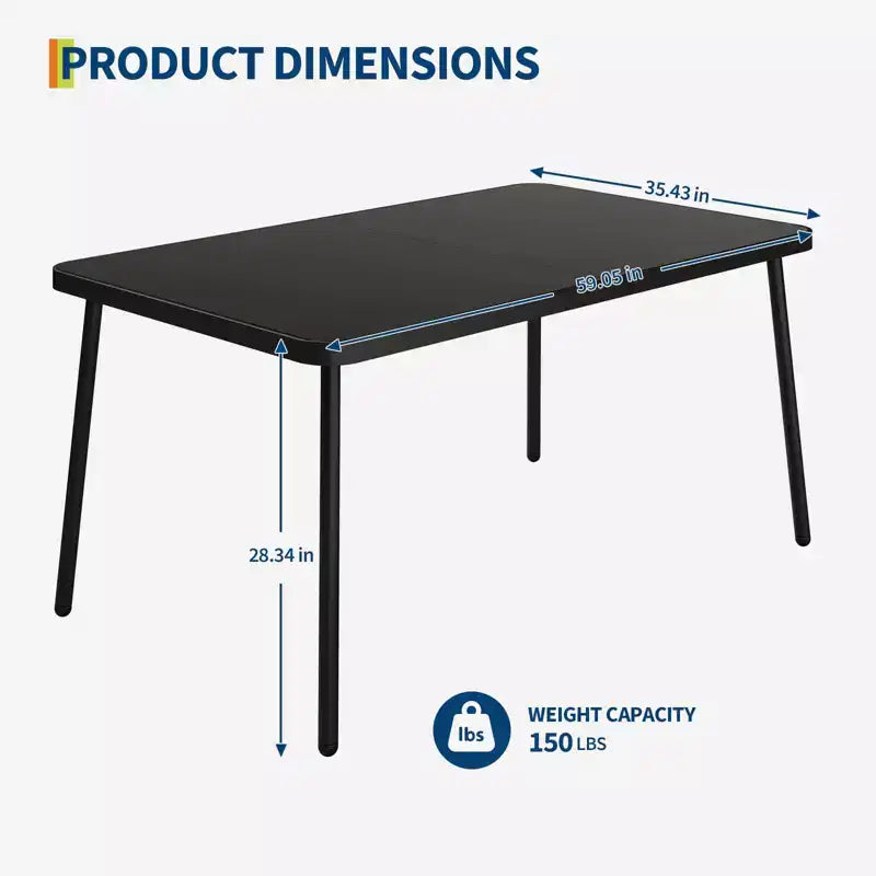 GustoWave 59 Tempered Glass Patio Dining Table