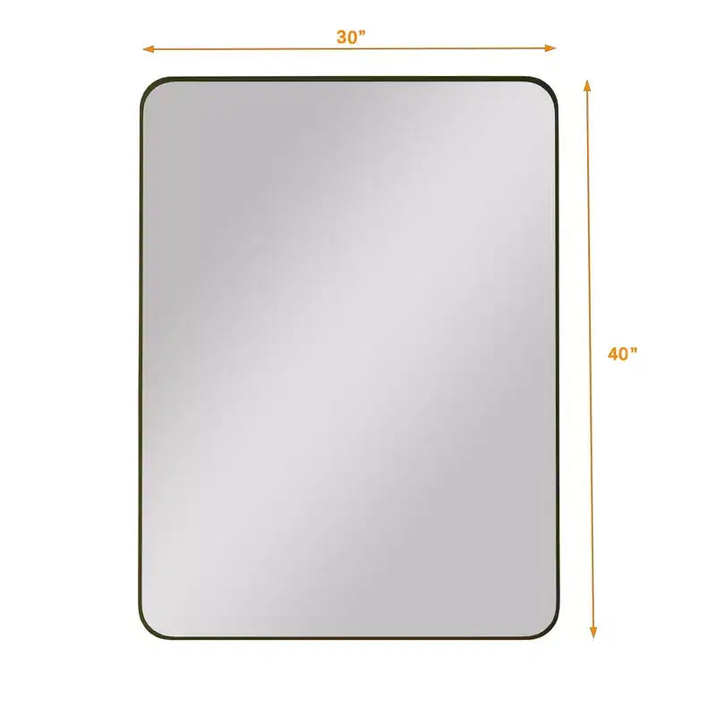 30x40 Inch Wall Mounted Black Rectangular Mirror Metal Framed Mirror