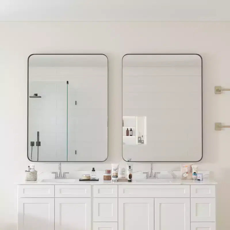 30x40 Inch Wall Mounted Black Rectangular Mirror Metal Framed Mirror