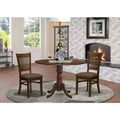 HomeStock Belmont 3 Piece, Pedestal Table Base, Round Dining set, with Armless Chair, Espresso