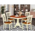 HomeStock Belmont 5PC Round 42 inch Table and 4 vertical slatted Chairs