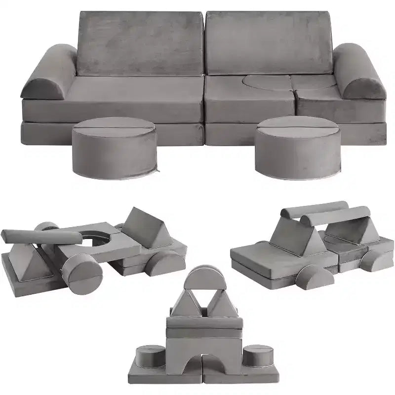 Acekool 15-Piece Modular Kids Play Sofa, Creative Floor Couch for Boys & Girls, Imagination Sofa for Playroom
