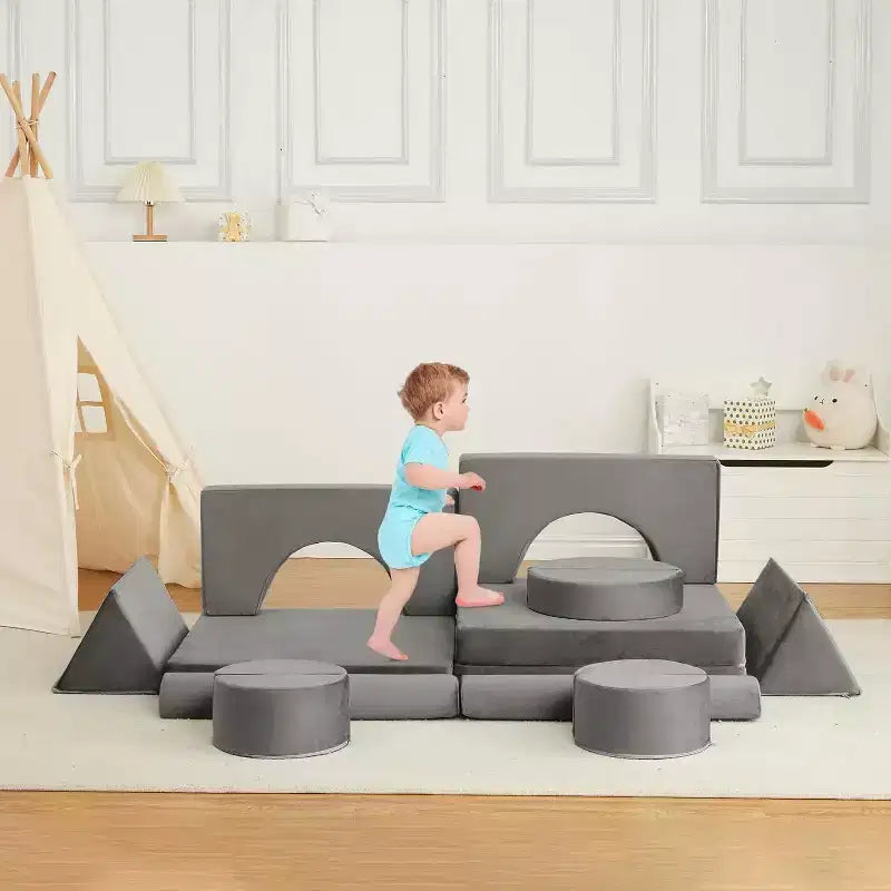 Acekool 15-Piece Modular Kids Play Sofa, Creative Floor Couch for Boys & Girls, Imagination Sofa for Playroom