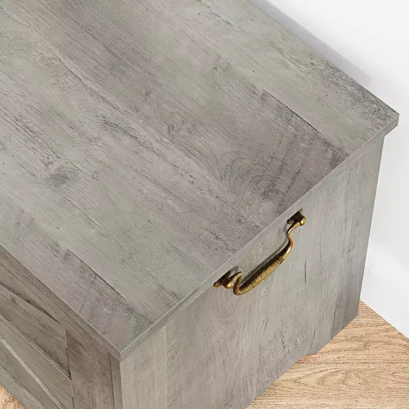 Storage Chest, Wooden Storage Bench with 4 Wheels, 39.4 Storage Trunk with 2 Safety Hinges, Supports 350 Lbs,Round Corner,U-Shape Cutout,for Entryway