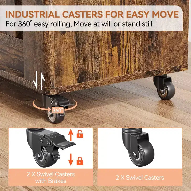 Storage Chest, Wooden Storage Bench with 4 Wheels, 39.4 Storage Trunk with 2 Safety Hinges, Supports 350 Lbs,Round Corner,U-Shape Cutout,for Entryway