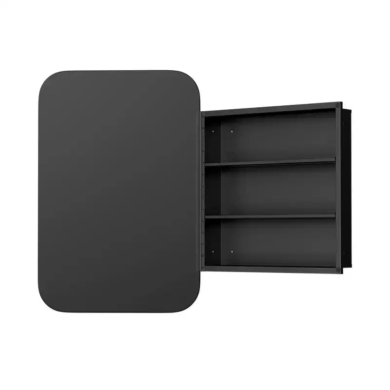 PexFix 24 x 16 Bathroom Cabinet with Mirror Stainless Steel Frame and 2 Adjustable Shelves Wall Medicine Cabinets Mirrors Rectangle Recessed Black