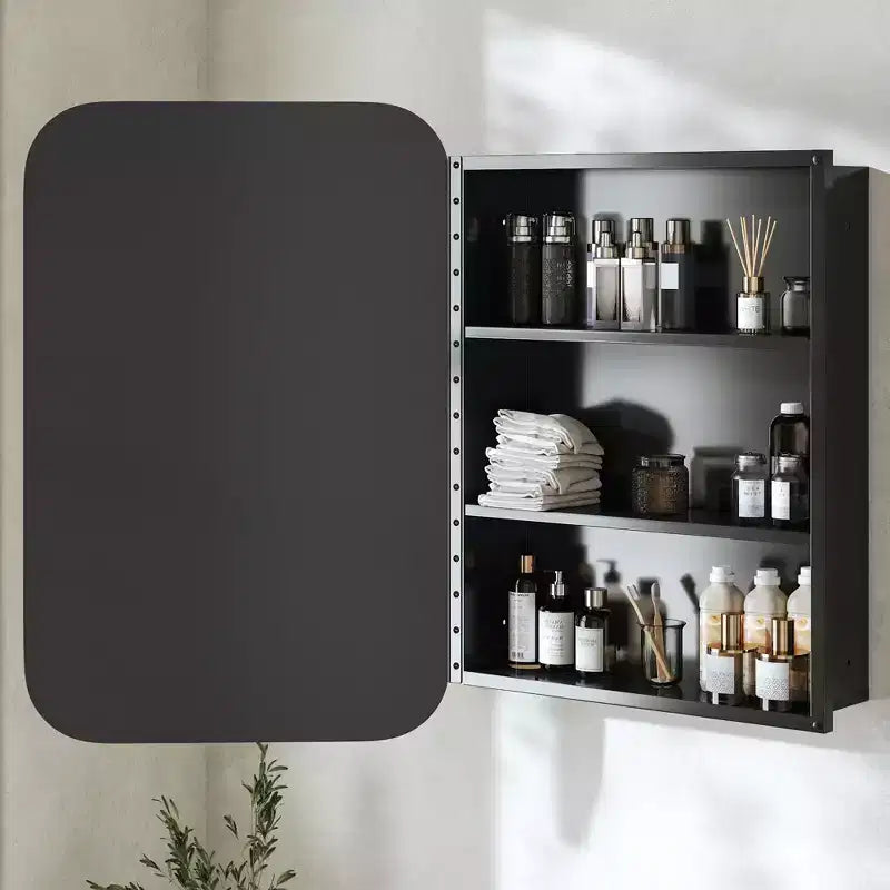 PexFix 24 x 16 Bathroom Cabinet with Mirror Stainless Steel Frame and 2 Adjustable Shelves Wall Medicine Cabinets Mirrors Rectangle Recessed Black
