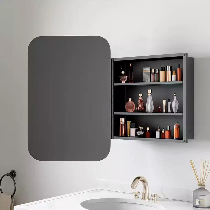 PexFix 24 x 16 Bathroom Cabinet with Mirror Stainless Steel Frame and 2 Adjustable Shelves Wall Medicine Cabinets Mirrors Rectangle Recessed Black