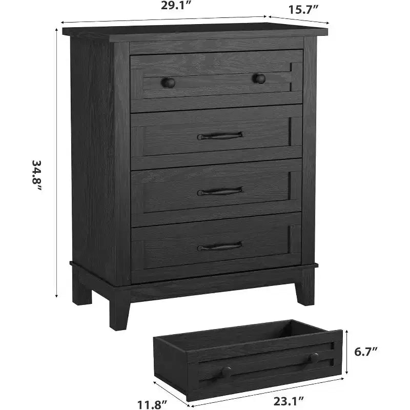 34-in Tall Vertical Drawer Dresser  Chic Concave Drawer Design, Large Storage, Modern Freestanding Closet Chest for Bedroom or Living Room
