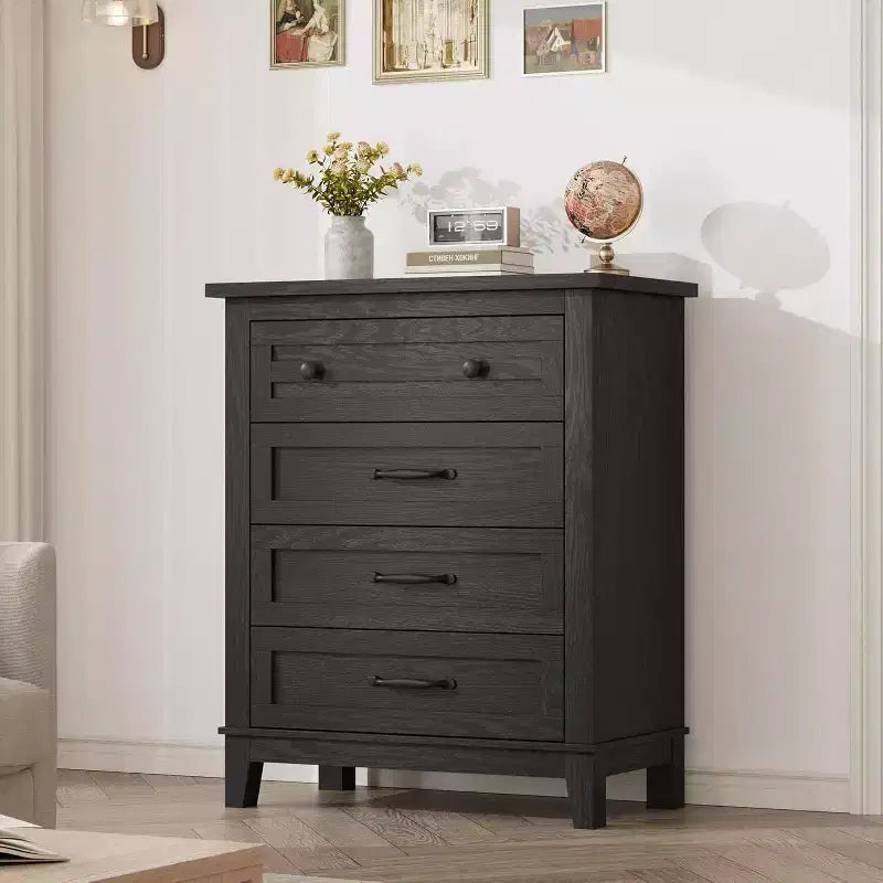 34-in Tall Vertical Drawer Dresser  Chic Concave Drawer Design, Large Storage, Modern Freestanding Closet Chest for Bedroom or Living Room