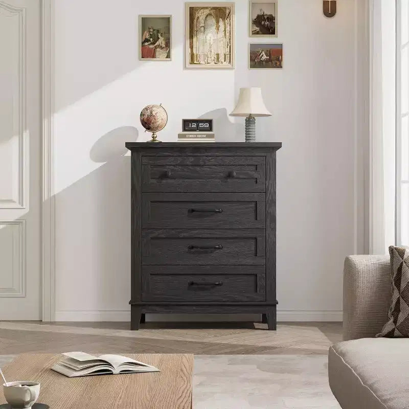 34-in Tall Vertical Drawer Dresser  Chic Concave Drawer Design, Large Storage, Modern Freestanding Closet Chest for Bedroom or Living Room