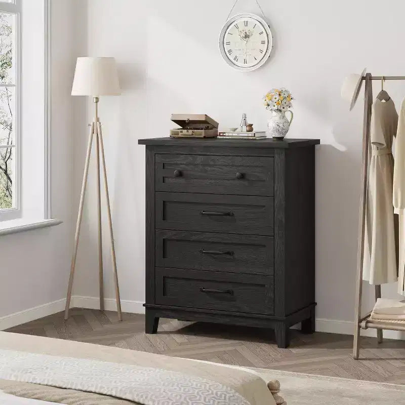 34-in Tall Vertical Drawer Dresser  Chic Concave Drawer Design, Large Storage, Modern Freestanding Closet Chest for Bedroom or Living Room