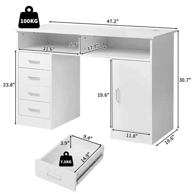 Karl Home White Computer Desk