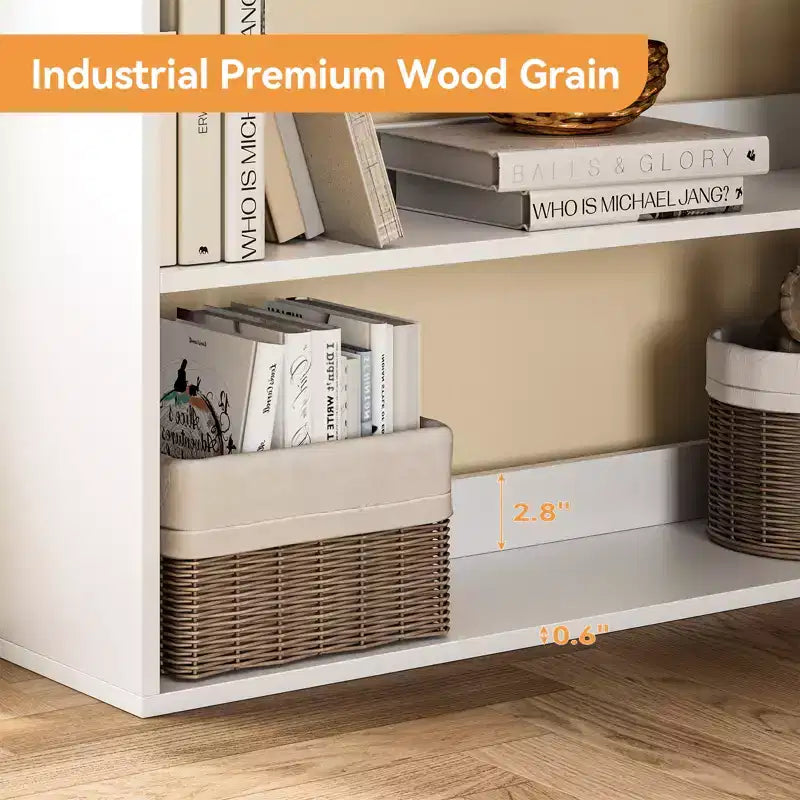 71 Tall Farmhouse 6-Tier L-Shaped Corner Bookshelf, Wooden Modern Bookcase with Open Storage for Living Room & Office