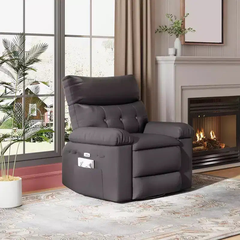 Oversized Recliner Chair,Manual Recliner Chair with 1.5X Sponge Filling and Side Pocket,Easy Recline System,Faux Leather Adult Reclining Sofa Chair