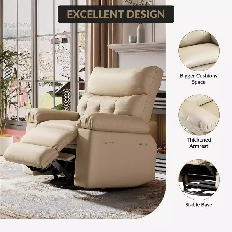 Oversized Recliner Chair,Manual Recliner Chair with 1.5X Sponge Filling and Side Pocket,Easy Recline System,Faux Leather Adult Reclining Sofa Chair