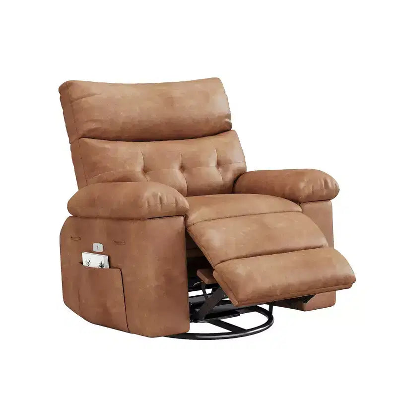 Oversized Recliner Chair,Manual Recliner Chair with 1.5X Sponge Filling and Side Pocket,Easy Recline System,Faux Leather Adult Reclining Sofa Chair