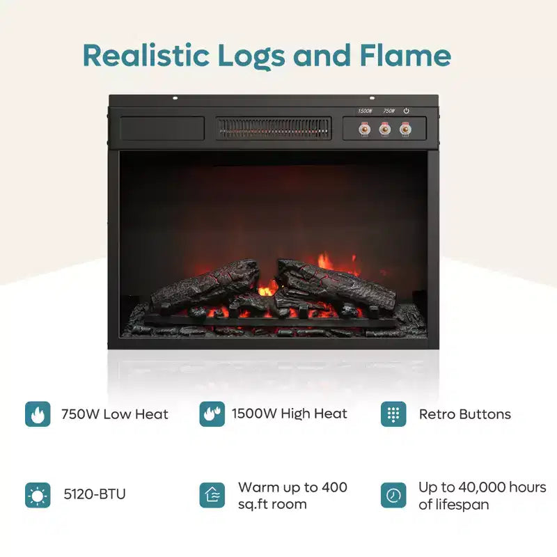 Bestier 61 Fireplace TV Stand for TVs up to 65, LED Media TV Console Entertainment Center with 23 Fireplace Heater & Cabinet With Sliding Door