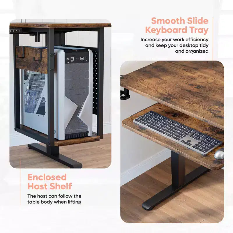 Bestier 57 Standing Computer Desk, Height Adjustable Desk with Keyboard Tray & Host Shelf for Home Office, L-Shaped Gaming Desk with Pegboard