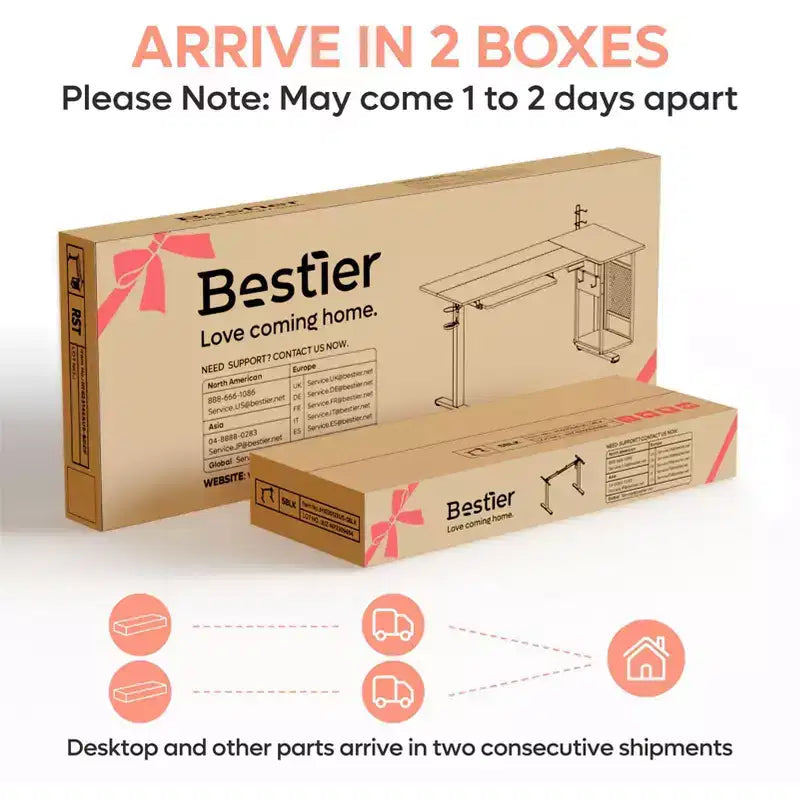 Bestier 57 Standing Computer Desk, Height Adjustable Desk with Keyboard Tray & Host Shelf for Home Office, L-Shaped Gaming Desk with Pegboard