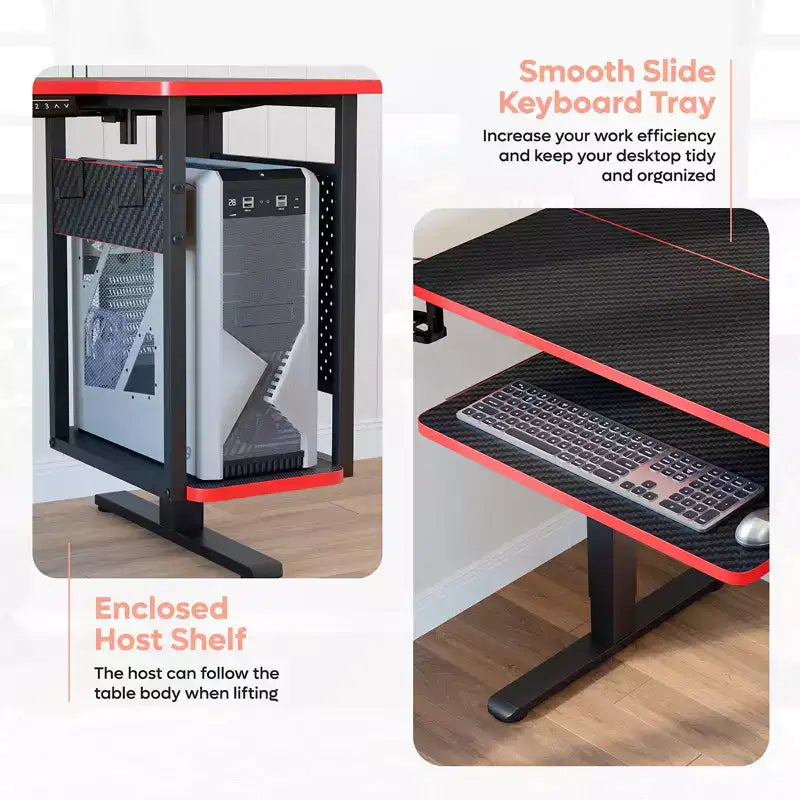 Bestier 57 Standing Computer Desk, Height Adjustable Desk with Keyboard Tray & Host Shelf for Home Office, L-Shaped Gaming Desk with Pegboard