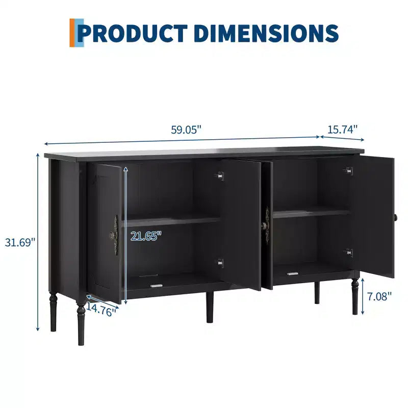 59 Inch Wide Buffet Cabinet with Storage Function, Kitchen Storage Cabinet, Wooden Console Table, Coffee Bar Decorative Cabinet for Dining Room