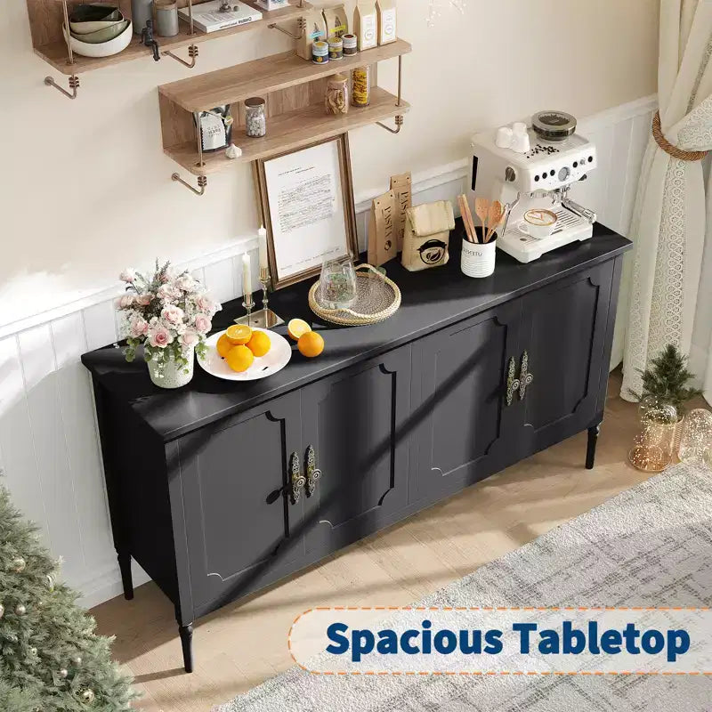 59 Inch Wide Buffet Cabinet with Storage Function, Kitchen Storage Cabinet, Wooden Console Table, Coffee Bar Decorative Cabinet for Dining Room