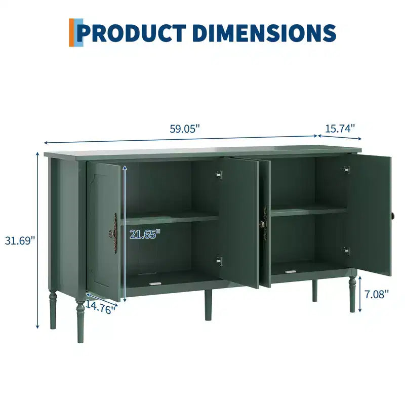 59 Inch Wide Buffet Cabinet with Storage Function, Kitchen Storage Cabinet, Wooden Console Table, Coffee Bar Decorative Cabinet for Dining Room