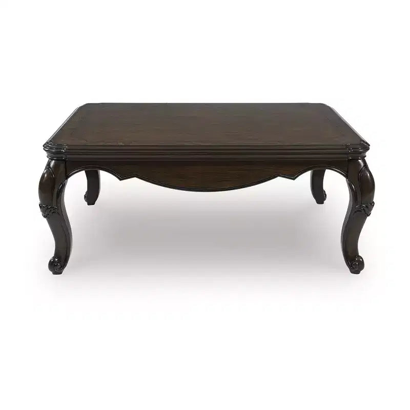 Signature Design by Ashley Maylee Coffee Table with Dark Brown Finish and Cabriole Legs