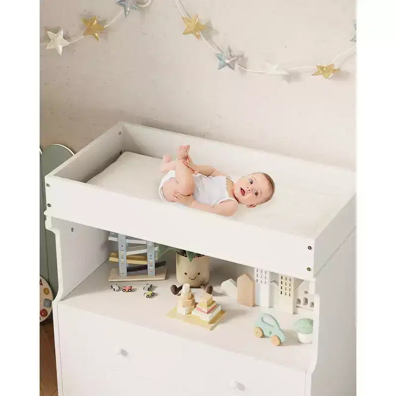 Baby Changing Table Dresser,Modern Wooden Diaper Changing Station with 2 Drawers,Multi-Functional Infant Diaper Station for Nursery Room, Bedroom