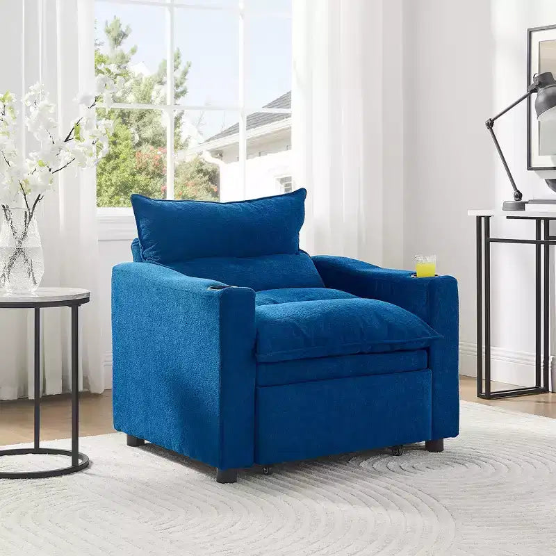 GDFStudio Clermont 3-in-1 Convertible Velvet Sofa Chair with Adjustable Backrest