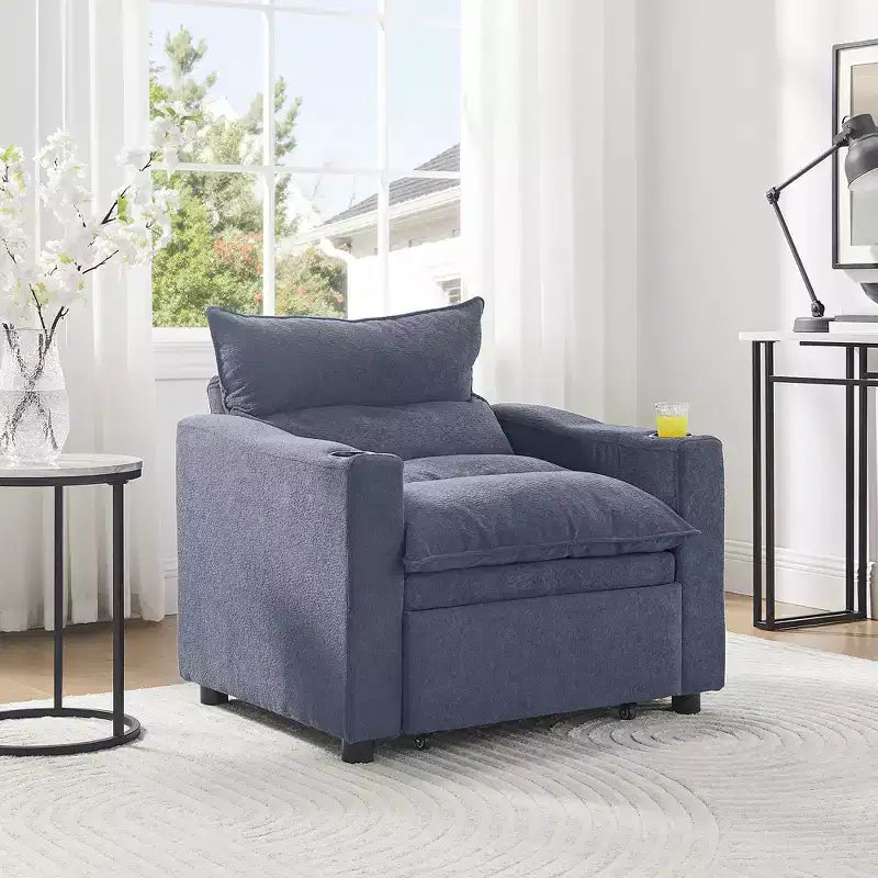 GDFStudio Clermont 3-in-1 Convertible Velvet Sofa Chair with Adjustable Backrest