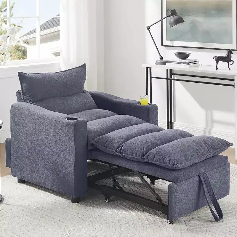 GDFStudio Clermont 3-in-1 Convertible Velvet Sofa Chair with Adjustable Backrest