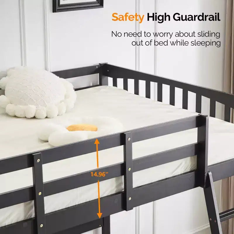 Karl Home Solid Wood Loft Bed Twin/Full Size with USB Charging Station/LED with Flat Rungs,Wood Slat Support No Box Spring Needed