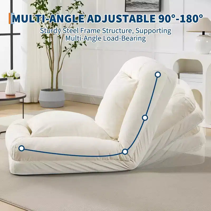 GustoWave 64.9'' 5-Position Adjustable Lazy Sofa Bed, Upholstered Human Dog Bed for Adult & Pets, Foldable Floor Lounger Chair